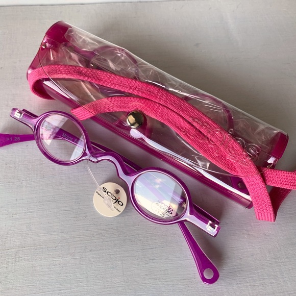 Itty Bitty +1.00 Reading Glasses Round Little Small Cheaters Magenta Pinkish - Picture 6 of 16